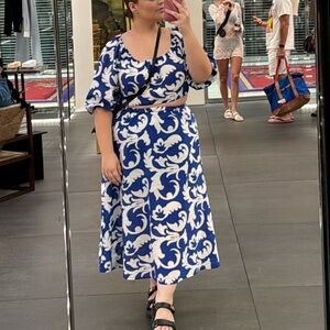 H&M Blue and White Patterned Two Piece Set